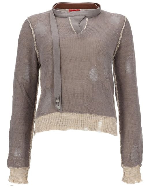 DIESEL Brown Maglia Sfrangiata -Dracarina"