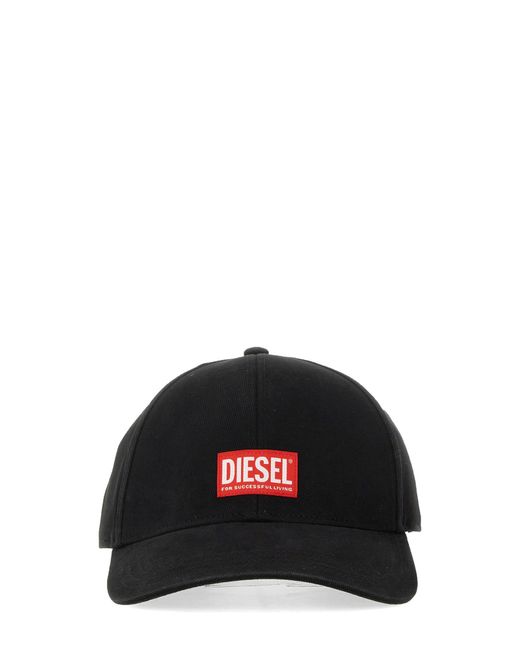 DIESEL Black Baseball Hat With Logo for men