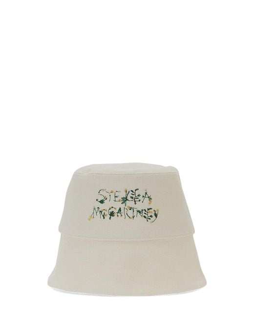 Stella McCartney White Embroidered Bucket Hat