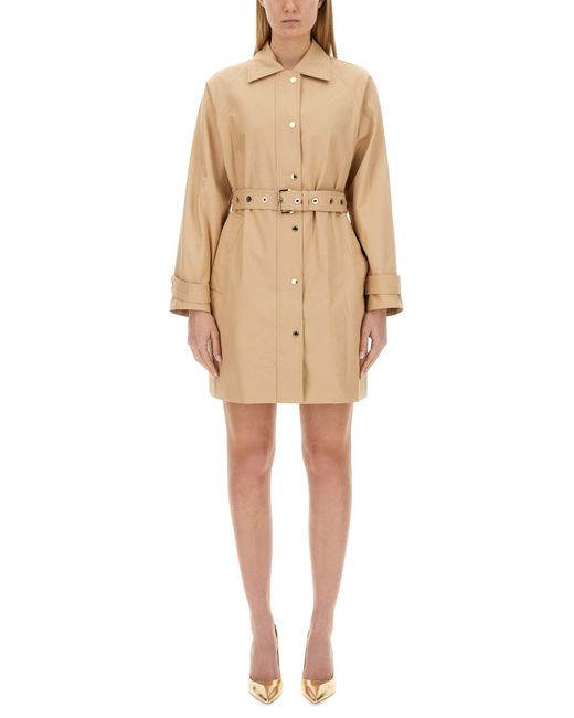 MICHAEL Michael Kors Natural Belted Cotton Trench Coat With Classic Collar And Button Details