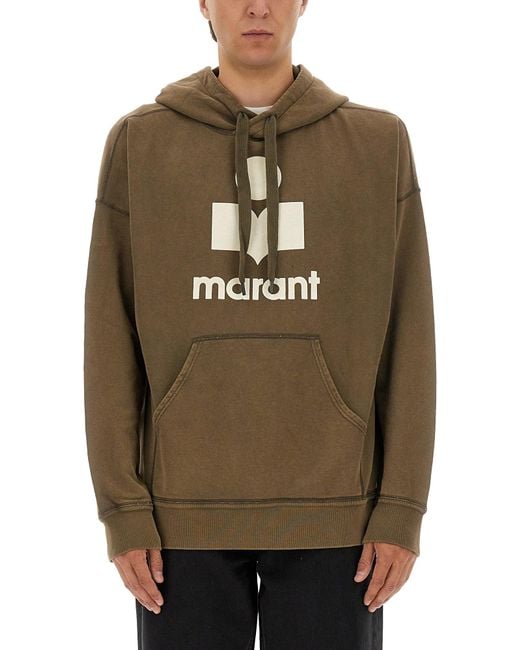 Isabel Marant Green Relaxed-Fit Hoodie With Bold Graphic Print for men