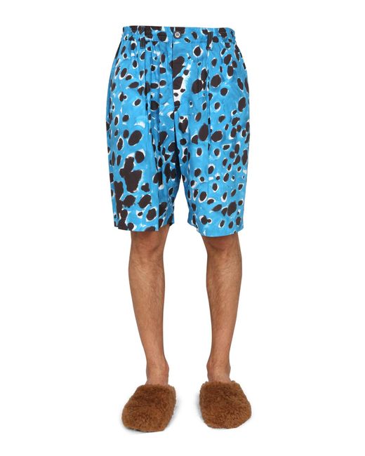 Marni Blue Bermuda Shorts With Pop Dots Print for men