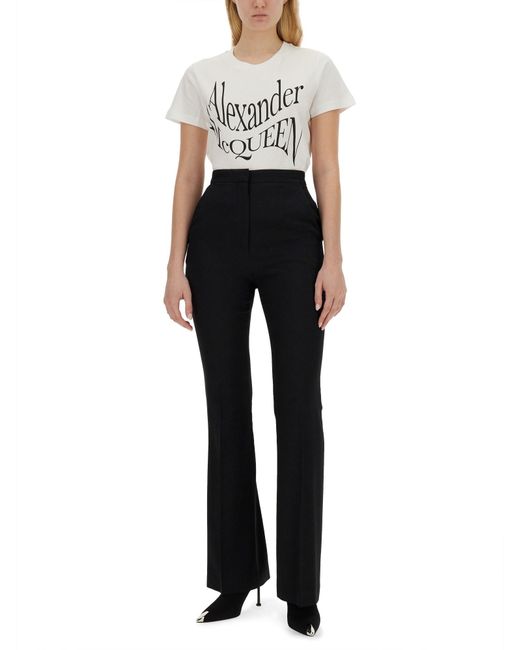 Logo print crew neck t-shirts e polos di Alexander McQueen in White