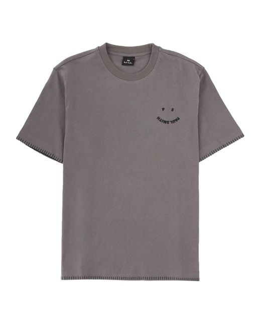 Paul Smith Gray T-Shirt "Happy" for men