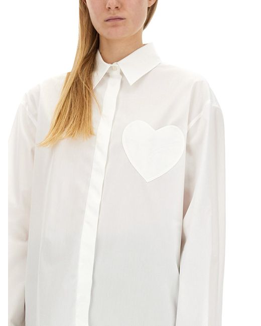 Camicia Con Patch Heart di Moschino in White