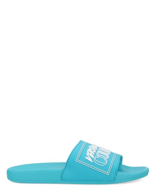 Versace Jeans Couture Blue Slides With Logo for men