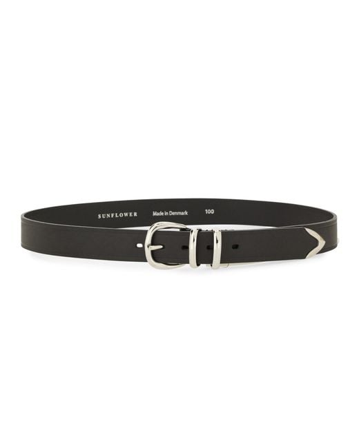 sunflower Black Leather Belt for men