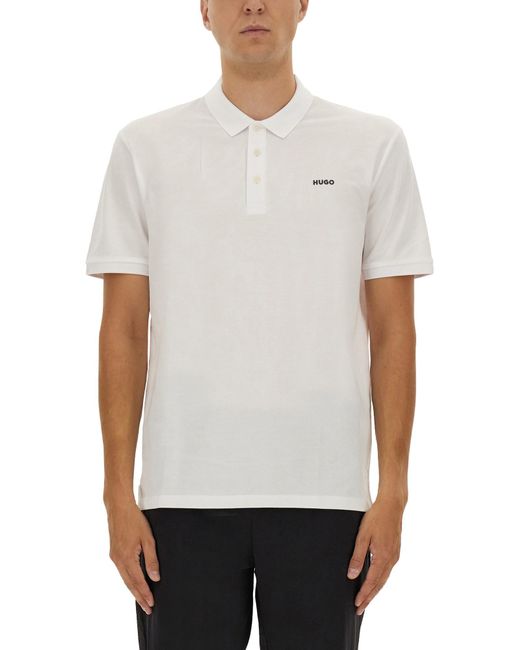HUGO White Shirt Collar Polo for men