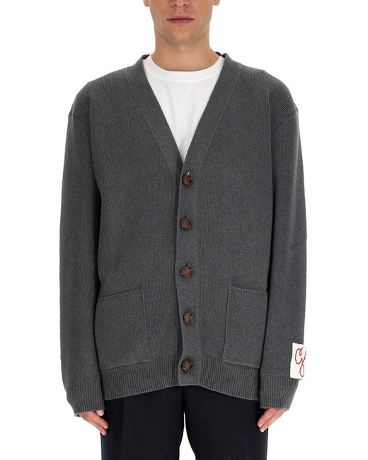 Golden Goose Cardigan In Cotone Revers Logo in Grey (Gray) for Men | Lyst