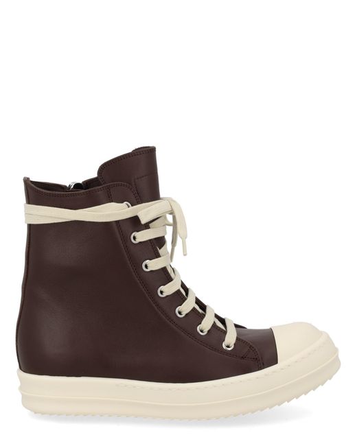 Rick Owens Brown Leather Sneakers