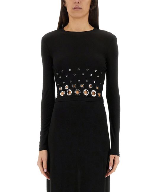 Top Crop Con Occhielli di Rabanne in Black