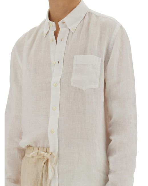 Camicia Button Down di 120% Lino in White da Uomo