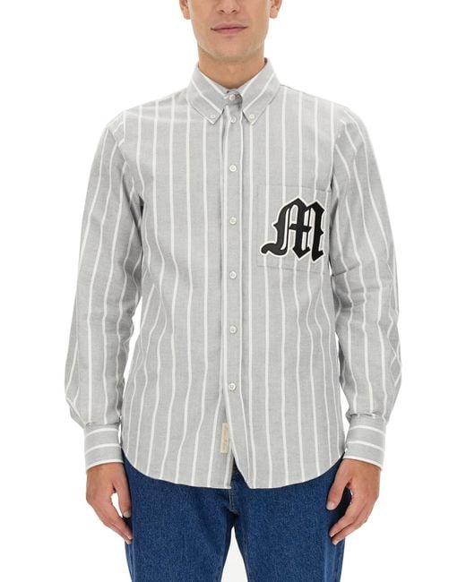 Camicia Con Logo di MSGM in Gray da Uomo