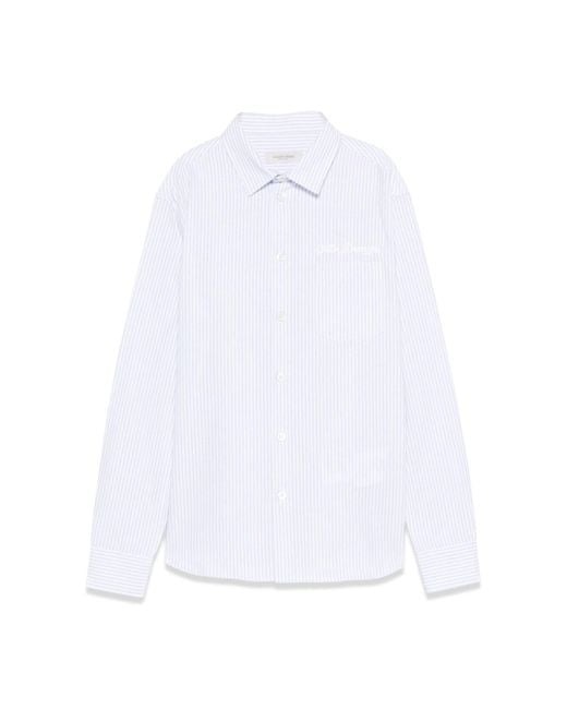 Golden Goose Deluxe Brand White Golden/ Boy's Regular Shirt/ Striped Cotton With Embroidery