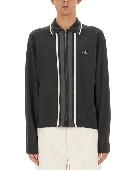 AWAKE NY Black Shirt With Zip for men