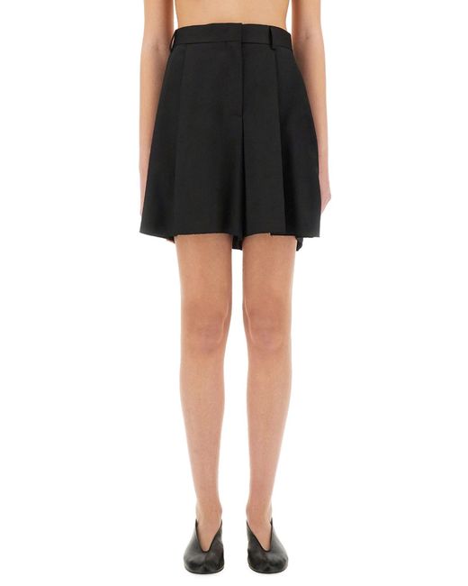 Moschino Black Wool Shorts With Pleated Design