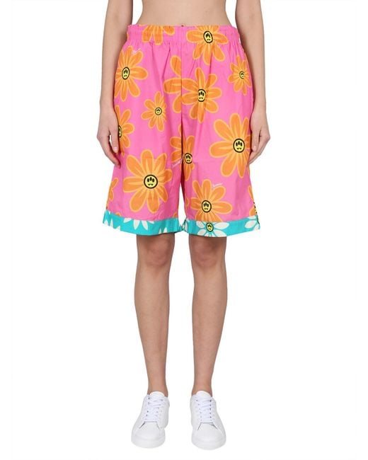 Barrow Pink Sunflower Print Bermuda Shorts