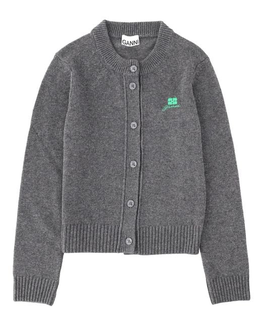 Ganni Gray Wool Knitwear