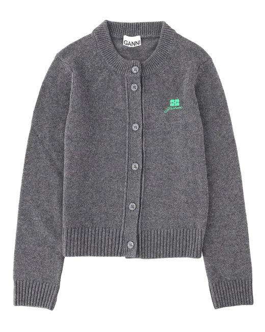 Ganni Gray Wool Knitwear