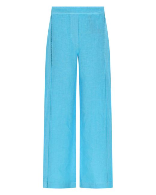 120% Lino Blue Pantalone Ampio