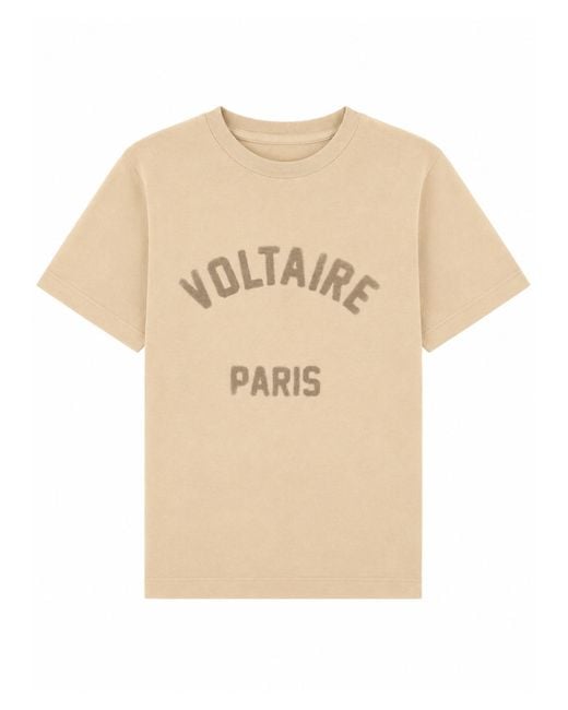 Zadig & Voltaire Natural T-Shirt Con Stampa Logo