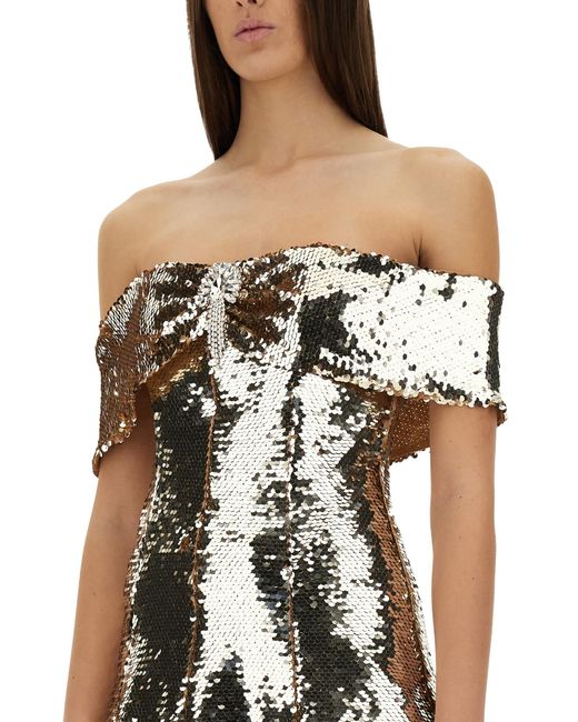 Abito Mini Con Paillettes di Self-Portrait in Metallic