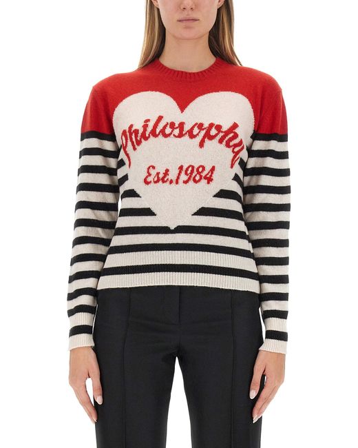 Philosophy Di Lorenzo Serafini Red Regular Fit T-Shirt With Logo