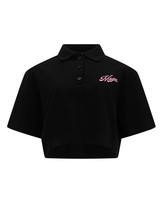 MSGM Black Logo Shirt Collar Polo