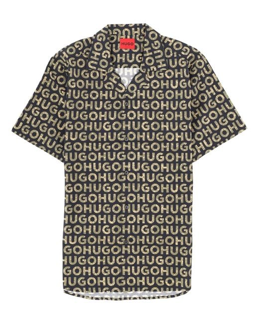 HUGO Black Half-Sleeve Shirt for men