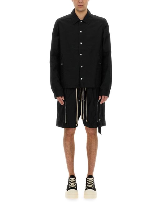 Rick Owens Black Buttoned Jacket With Design for men