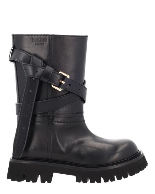 Moschino Black Leather Boots