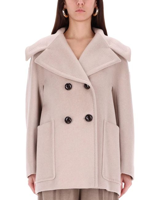 Max Mara Natural Double-Breasted Coat "Mario"