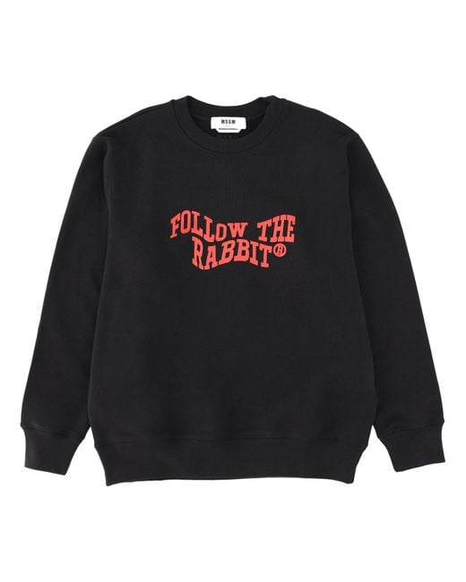 MSGM Black Crew Neck Sweatshirt for men