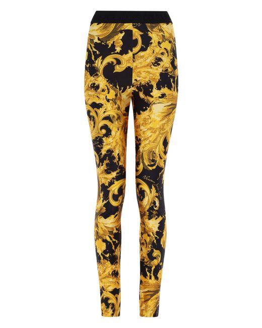 Versace Jeans Couture Yellow Leggings Con Stampa