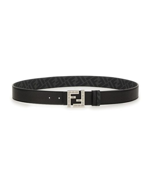 Fendi Black "Sqaured Ff" Reversible Belt for men