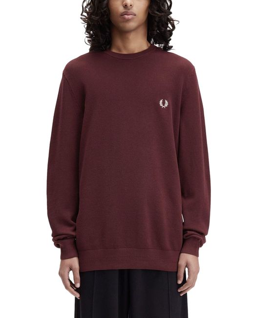 Fred Perry Purple Pique Sweater With Logo for men