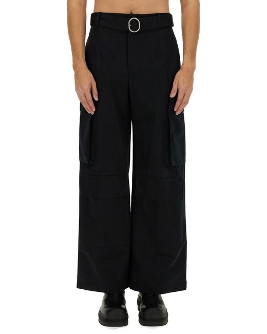 Jil Sander Black Wide-Leg Cargo Pants With Utility Pockets for men