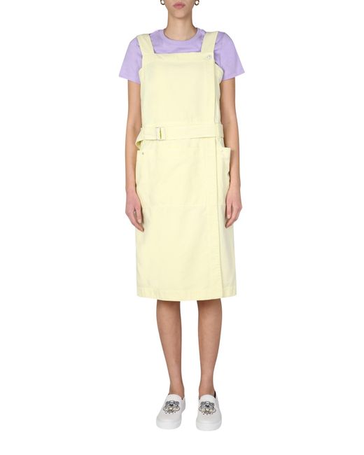 KENZO Yellow Square Neck Midi Dress