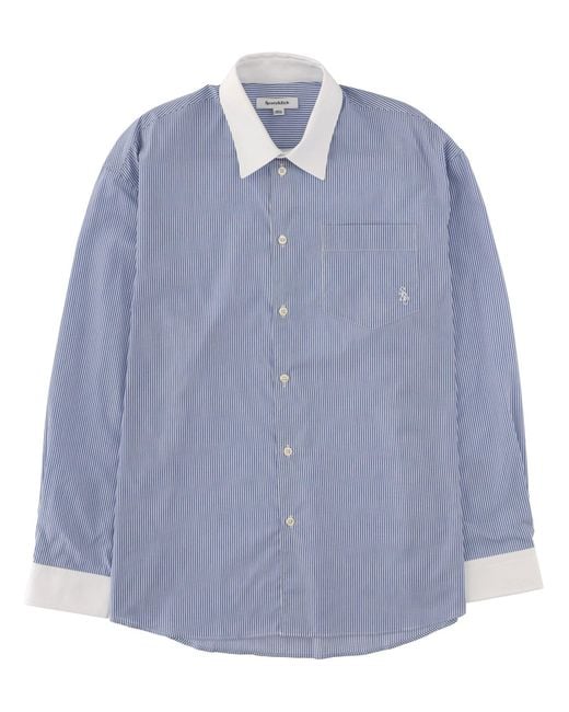 Sporty & Rich Blue Logo Striped Shirt