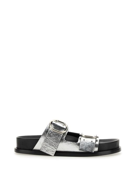 Jil Sander White Leather Sandals With Buckle Detail