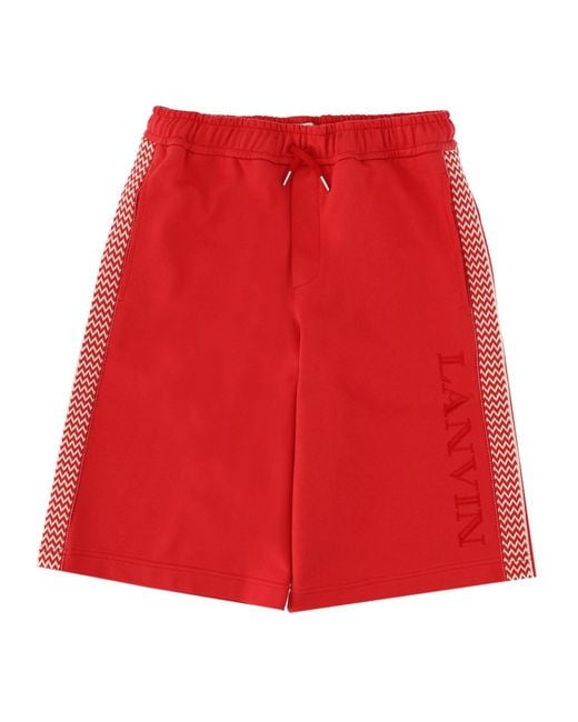 Lanvin Red Bermuda Con Banda Laterale