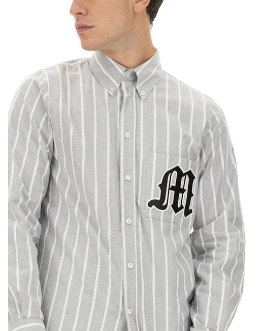 Camicia Con Logo di MSGM in Gray da Uomo