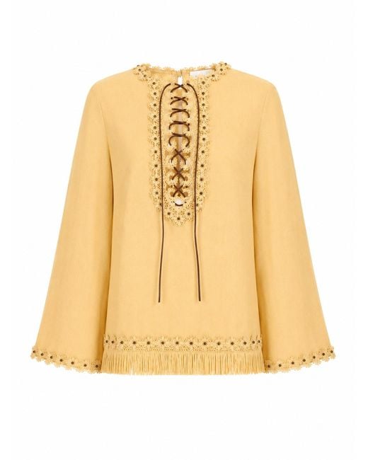 Zimmermann Metallic Blusa Con Frange