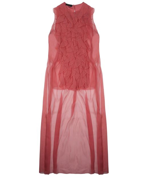 Alberta Ferretti Red Embellished Round Neck Top