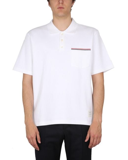 Thom Browne White Cotton Polo for men