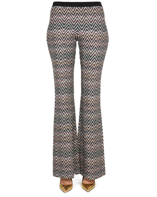 Missoni Gray Flared Pants With Iconic Zigzag Design