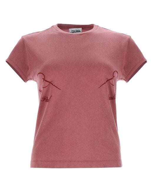 Jean Paul Gaultier Pink Graphic Crew Neck T-Shirt