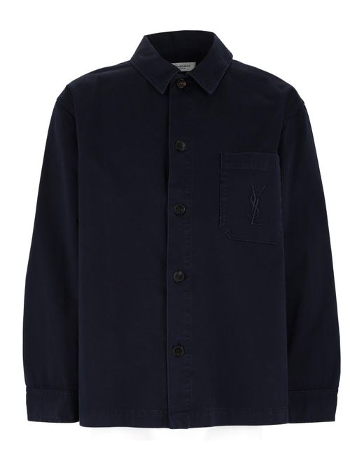 Saint Laurent Blue Overshirt "Cassandre" for men