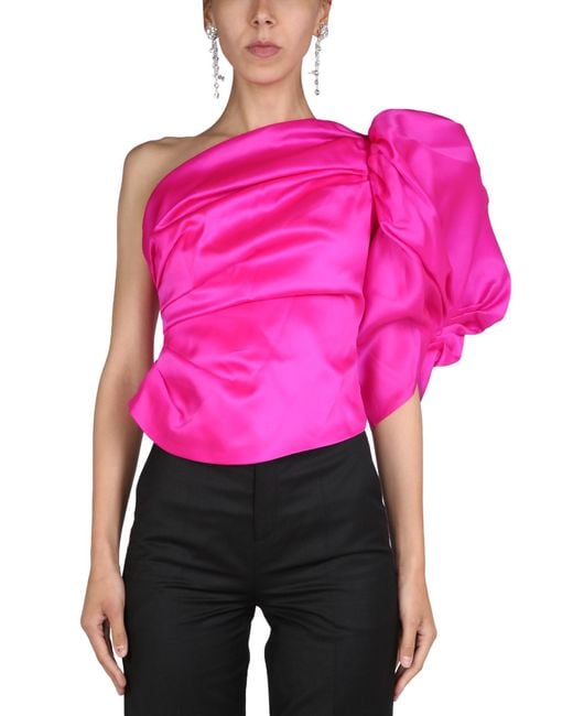 Anouki Pink One Shoulder Silk Dress