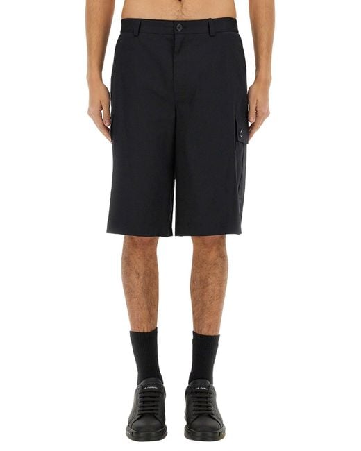 Dolce & Gabbana Black Cotton Cargo Bermuda Shorts for men
